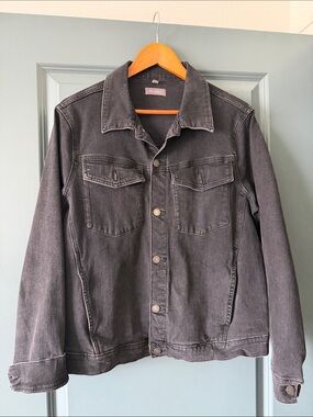 Oversized Washed Black Denim Jacket